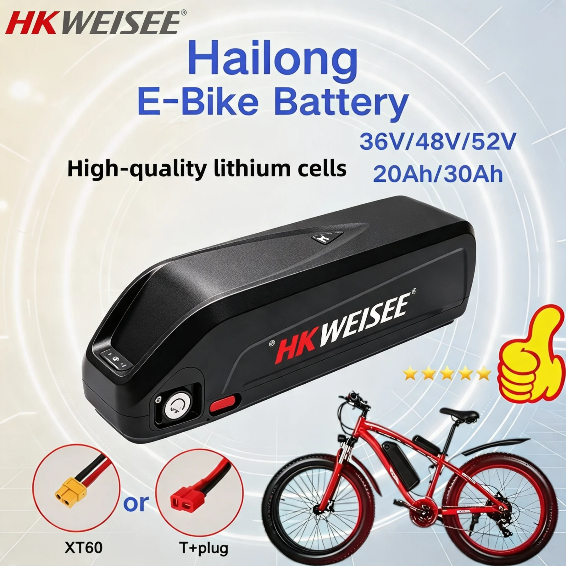 Hailong Ebike Battery Pack 36V 48V 52V Electric Bike Li-ion 20Ah 30Ah For Bicycle Bafang BBS02 BBSHD Motor Down Tube 250W-1500W