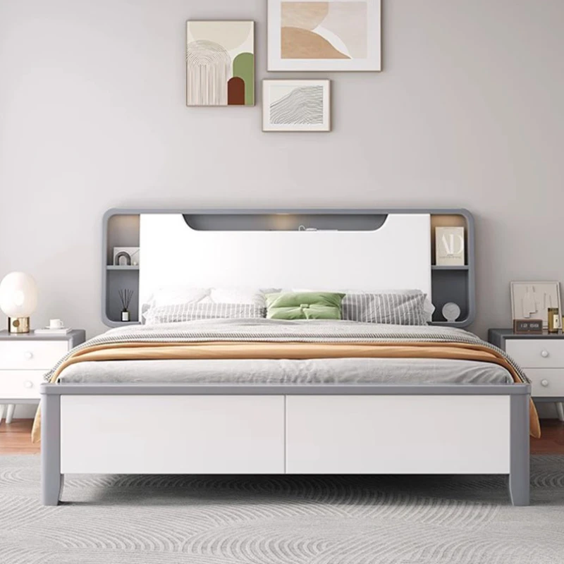 

Nordic Simple Gray Frame Double Bed Designer Simple Cheap Design White Double Bed Frame Small White Meubles De Chambre Furniture