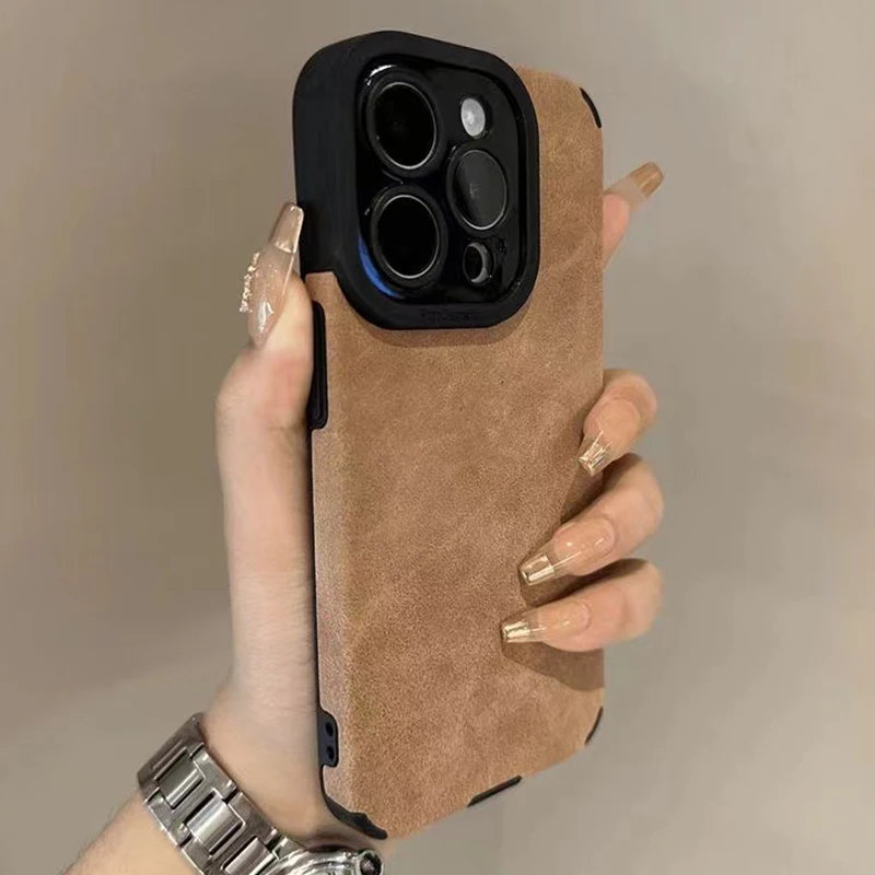 

Роскошный матовый кожаный силиконовый чехол для телефона для iPhone 17 16 15 14 13 12 11 Pro Max XS XR X 7 8 16 Plus 17Air противоударный мягкий чехол