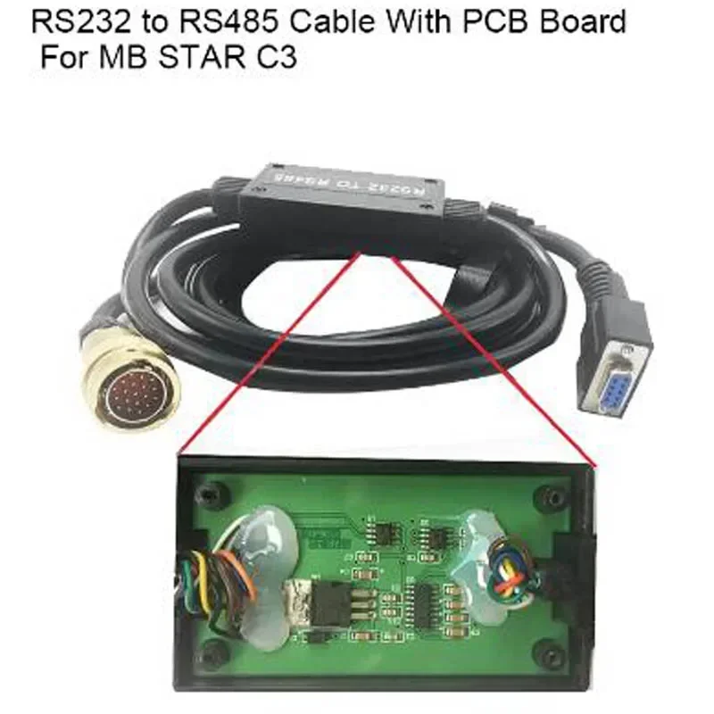 For MB Star C3 Star Diagnostic Tool RS232 TO RS485 Connection Cable (with PCB) Star Diagnostic C3 Scanner RS232 Cable