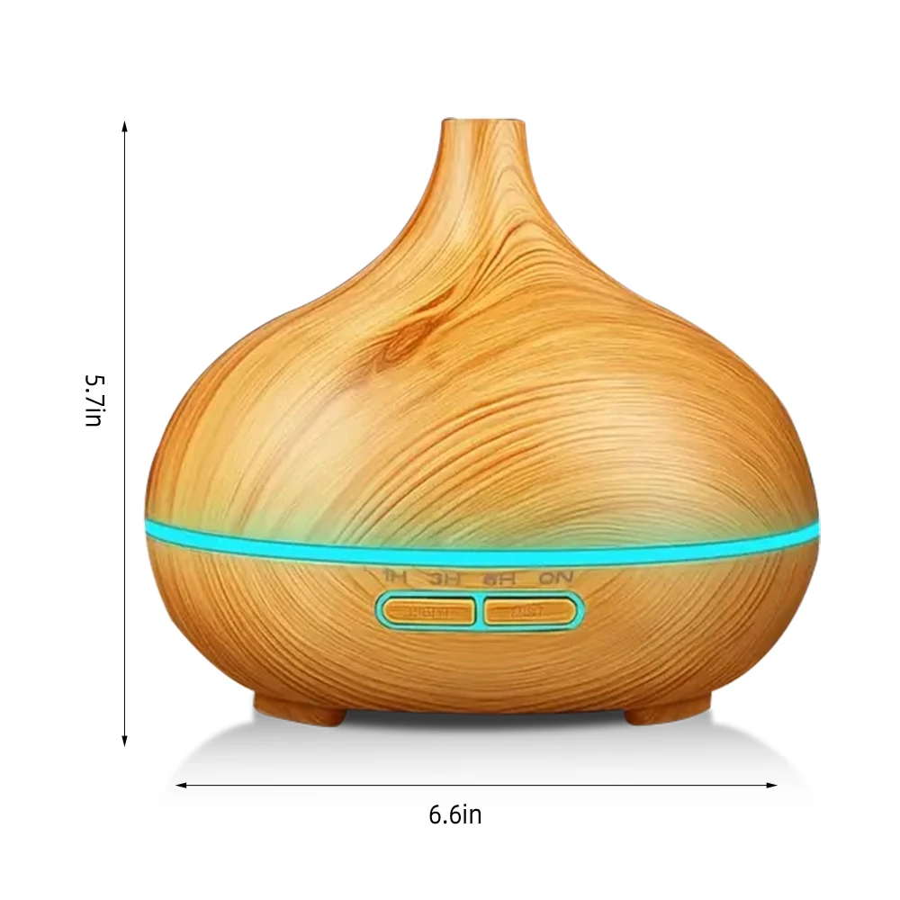 

Wood Grain Aroma Diffuser Remote Control, Timer & 6 Oil Set 550ml Cool Mist Humidifier