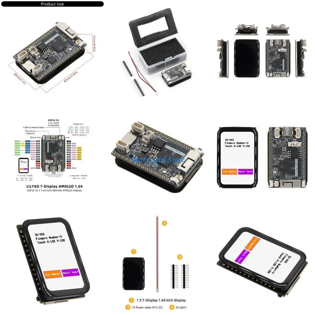 

C7AB High Resolution 280x456Pixel Development Board with 1.64" AMOLED Screen