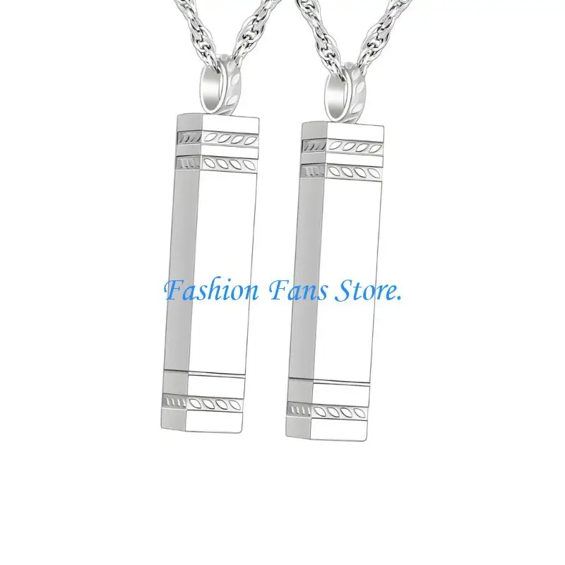  2 Pack Stainless Steel Cremation Jewelry Square Ashes Holder Pendant Necklace