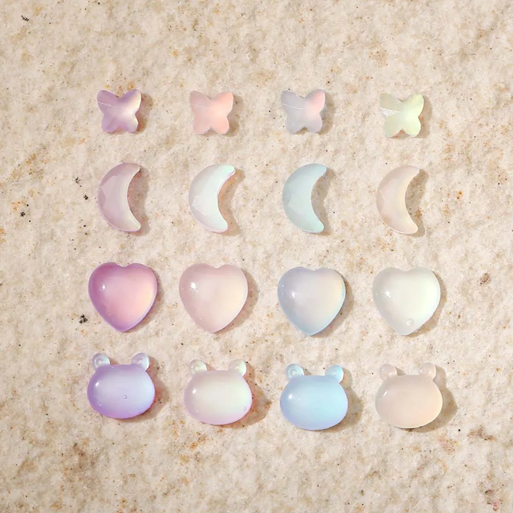 50pcs Mixed Color Clear Resin Nail Art Charm 3D Candy Clear Cute Bear Star Butterfly Nail Decoration DIY Kawaii Nail Accessories