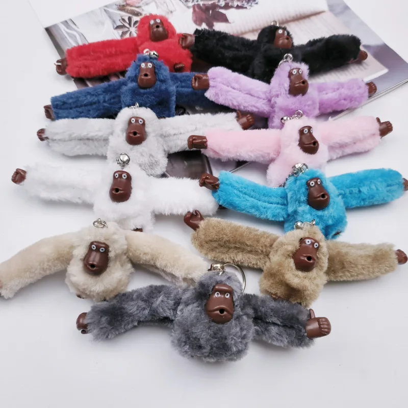 Plush Monkey Keychain Plush Orangutan Pendants Long Arm Animal Key Ring Gorilla Backpack Women's Bag Car Accessories Toys Gifts