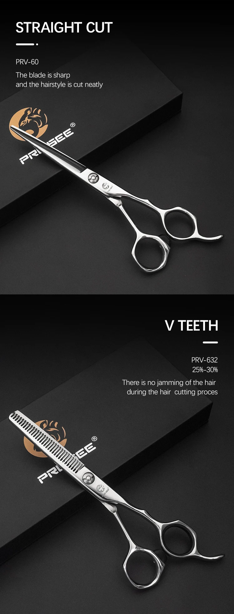 Professionelle VG10 Edelstahl-Haarschere für die rechte Hand, Haarpflegeschere von Direct Factory, Friseur-Scheren-Werkzeug-Set – Detail 8