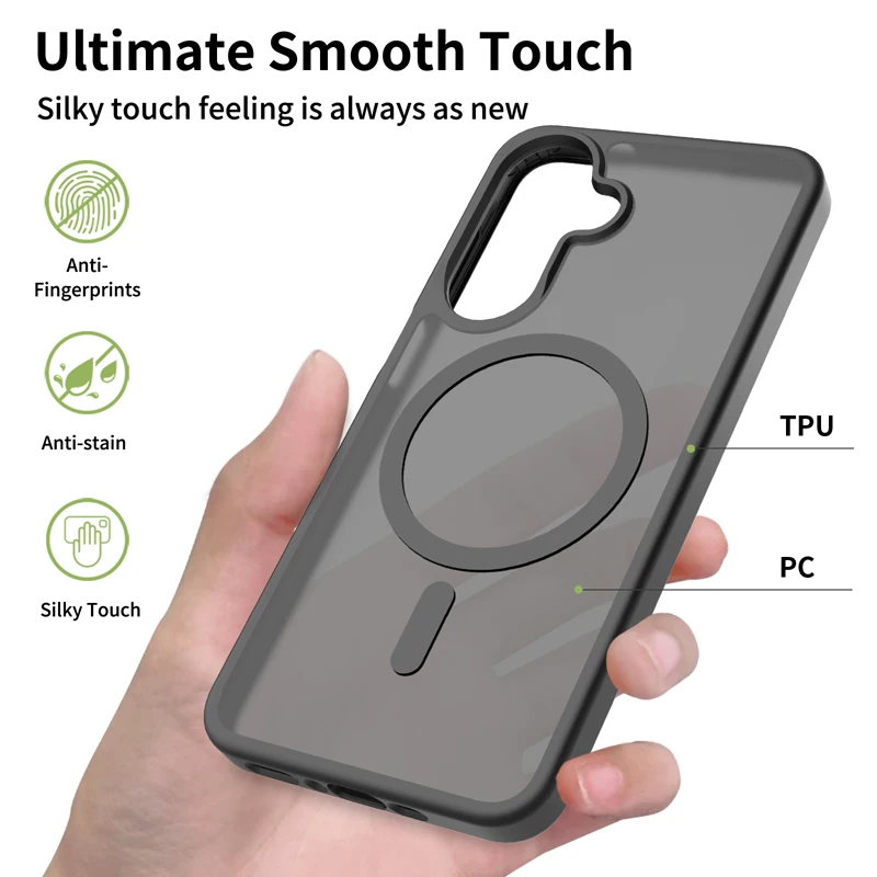 

For Samsung Galaxy A37 5G A27 A37 A56 Case Magnetic Matte PC+TPU Anti-Fingerprints Smooth Touch Translucent Cover