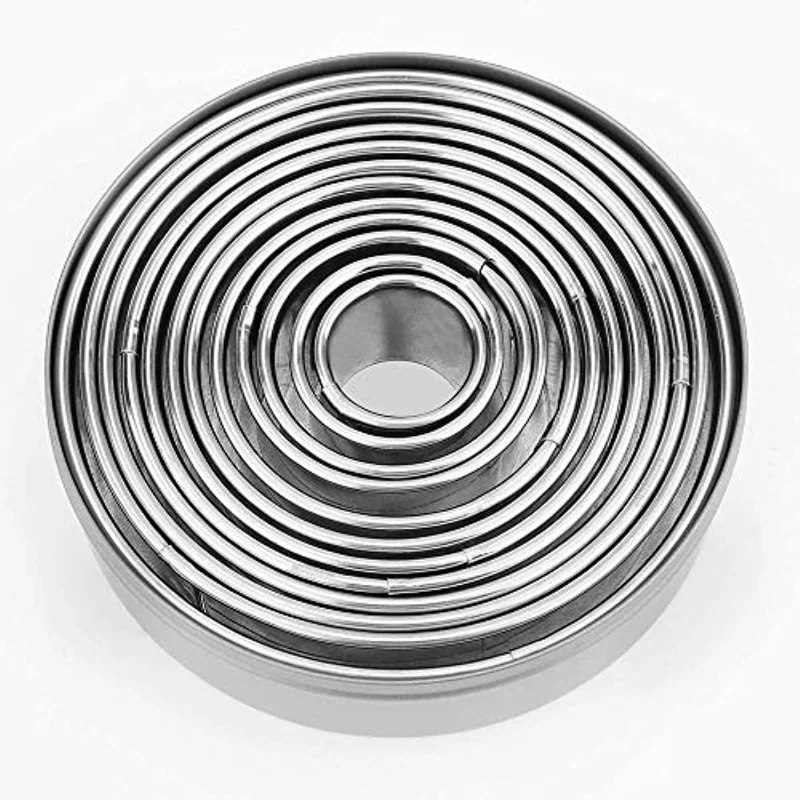 12 Pieces Round Cookie Biscuit Cutter Set,Graduated Circle Pastry Cutters,Stainless Steel Cookie And Donut Cutter Ring Molds