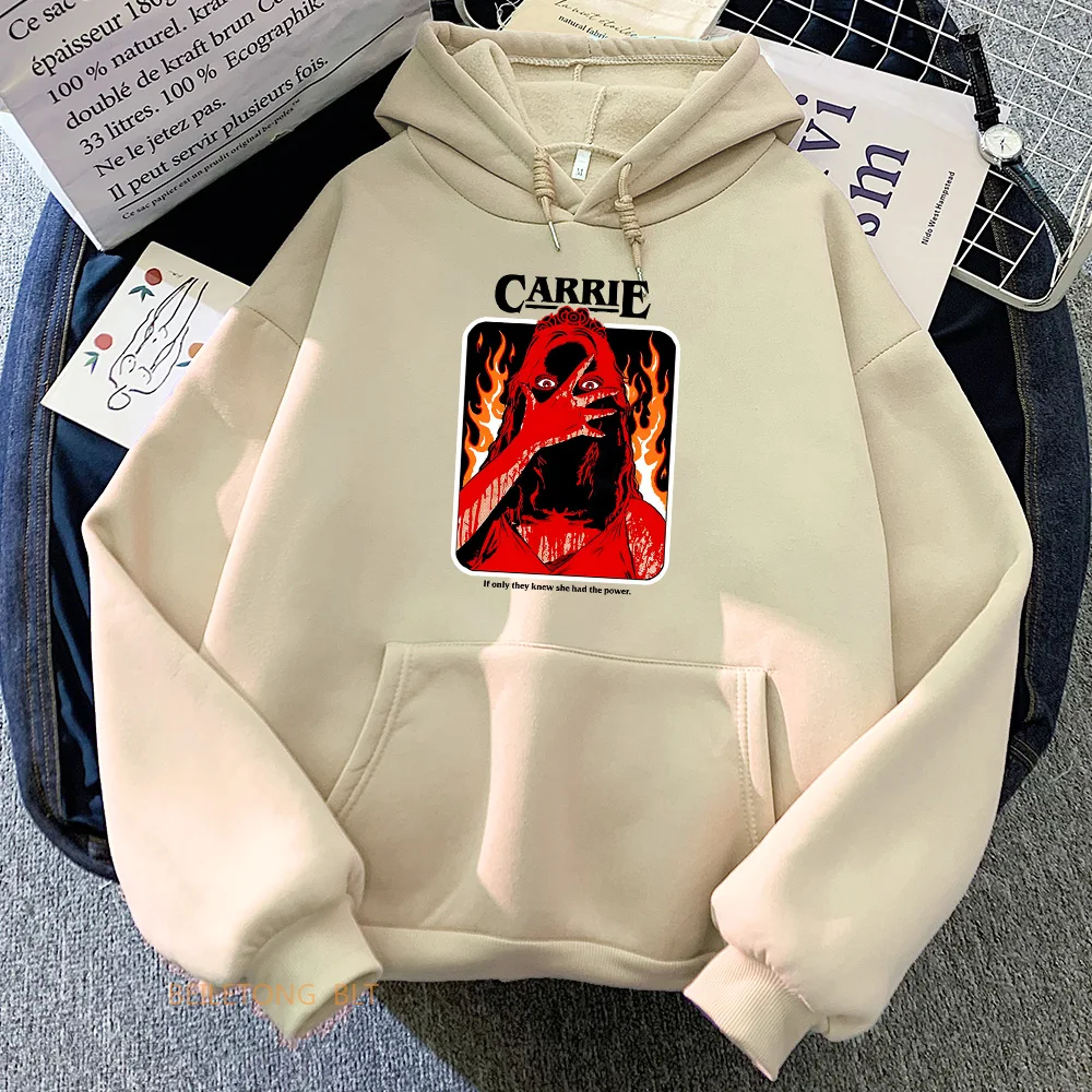 Carriee White for PromQUEEN 1976 StephenKing Hoodies Movie Graphic Printing Sweatshirts for Women/Men Casual Horror Style Hoody