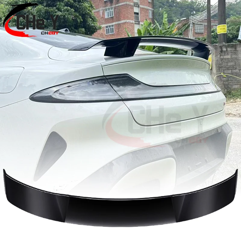 For Xiaomi SU7 Max 2024 Forged Forged Carbon Fiber Look Gloss Black ABS Rear Wing Trunk Rear GT Spoiler