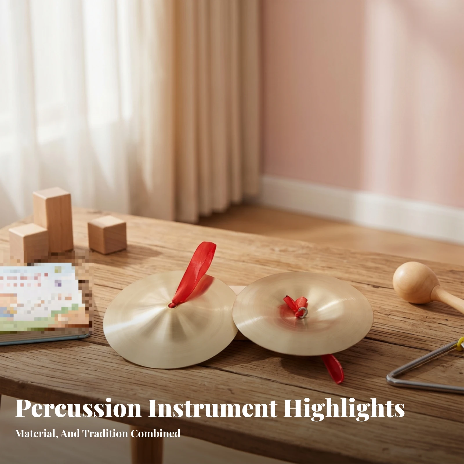 Percussion Instrument Smooth Edges Round Copper Hand Cymbals Small Copper Cymbal Pair Hand Cymbals