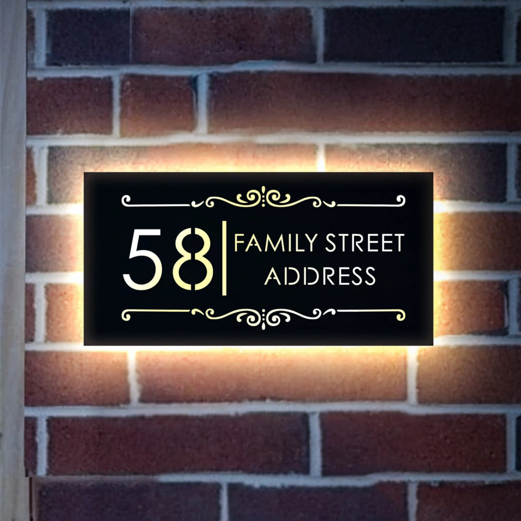 Modern Personalized Custom 3D LED House Number Sign Illuminated Address Plaque Light Outdoor Address Name Acrylic Laser Cut Sign