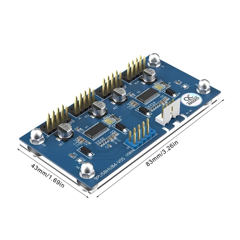 Divisor hub usb cabeçalho 9 pinos usb 2.0 4 portas, multiplicador base magnética para fácil instalação divisor