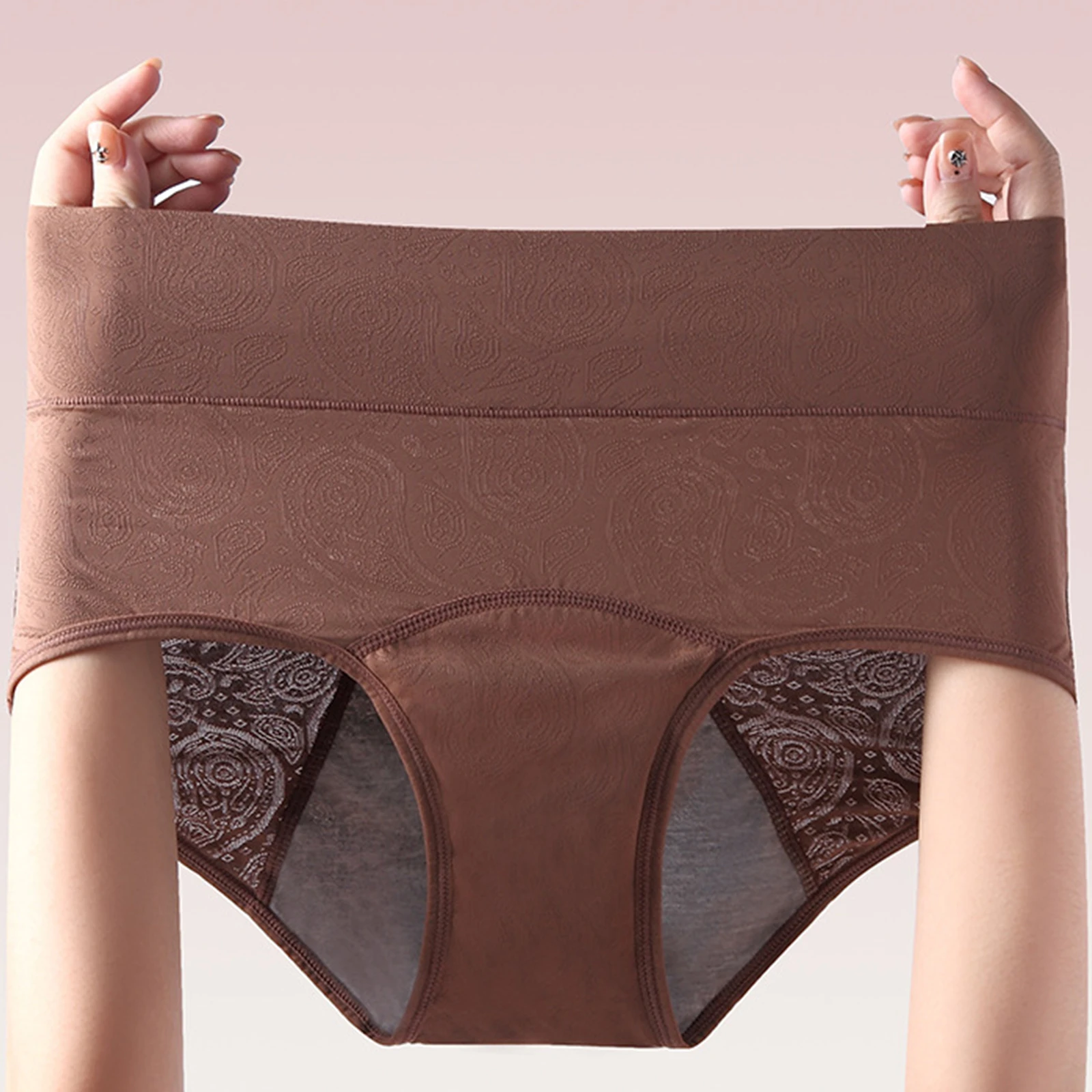 High Waist Women's Period Panties Breathable Leakproof Plus Size Menstrual Underwear Jacquard Ladies Sanitary Briefs Daily Wear - view 4