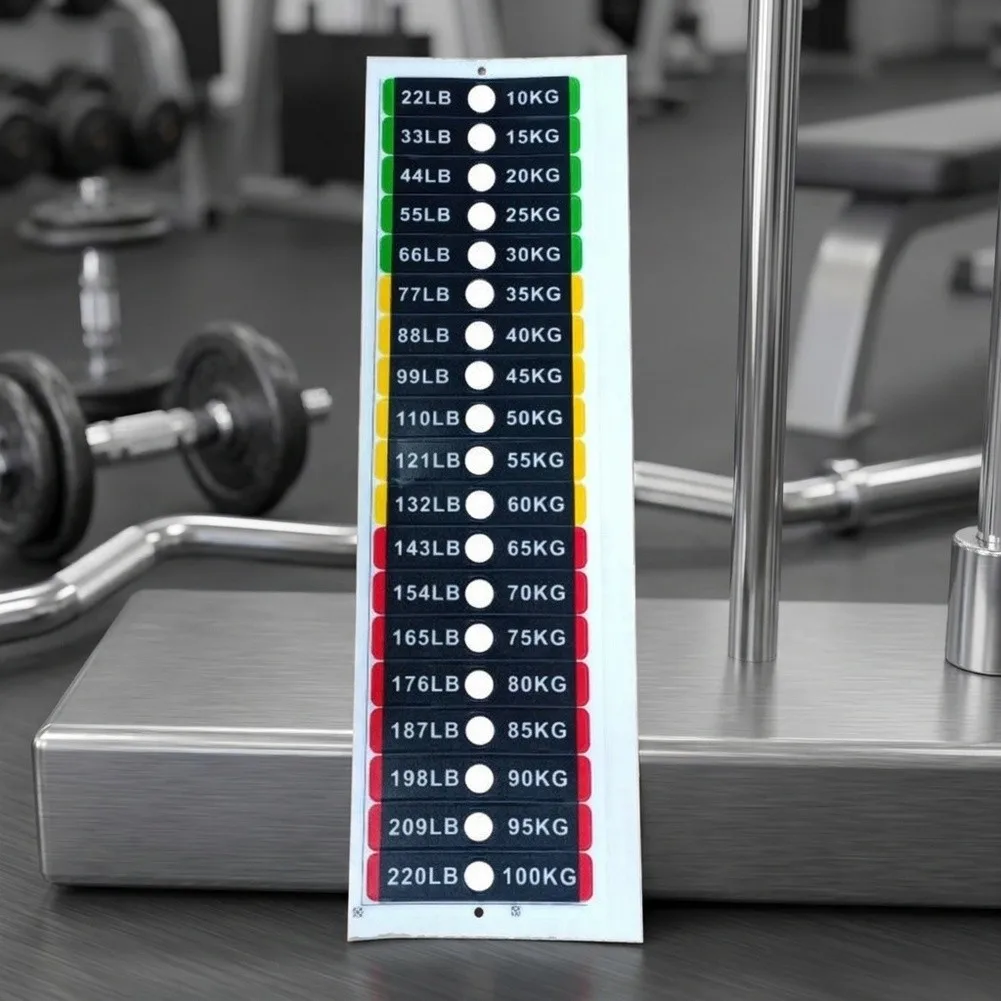2pcs Fitness Equipment Weight Stickers for Weight Stack Identification 0 to 100kg 5kg Steps 7x1.2cm Plastic Waterproof Labels