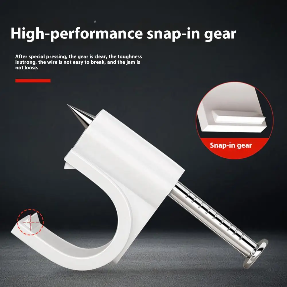 100Pcs Fixed Clips Easy Installation Round Nail Clips High-Strength Metal Steel Nails U-Shaped Snap Home Wiring Accessories