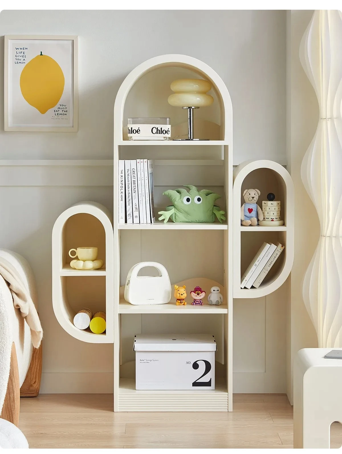 Y1 Italian paint bookshelf solid wood modern simple multi-functional shelf bookshelf display cabinet customization