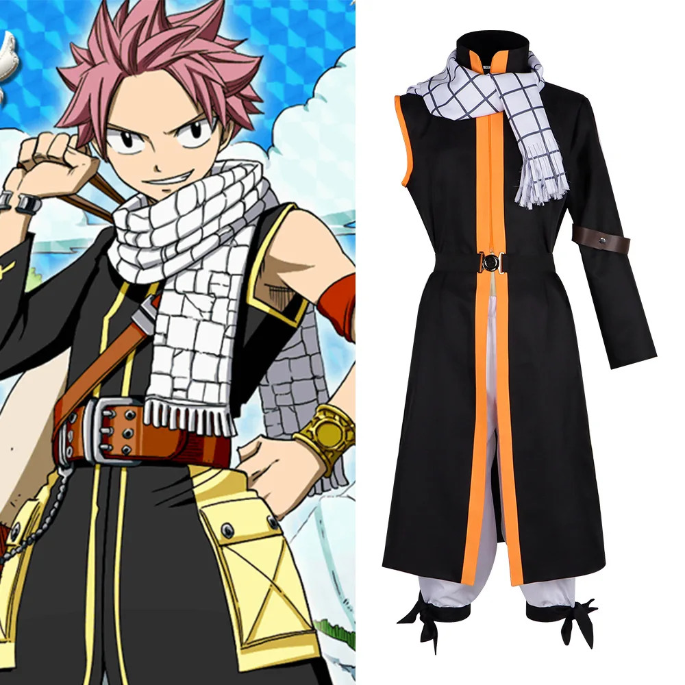 

FAIRY TAIL Anime Natsu Dragneel Cosplay Costume Full Set Unisex Adult Kids Halloween Party Stage Performance Etherious Theme