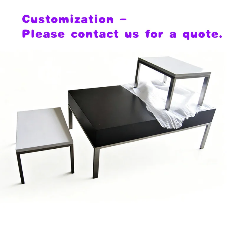 

custom.Custom Clothing Store Promotion Table High/Low Storage Rectangular Iron Art Display Rack Running Table and Shelf