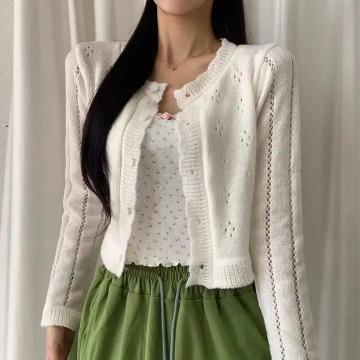 

Women's Knitted Sweater Chic Design Early Spring Commute Versatile Simple Hollow Thin Sun Protection ort Top