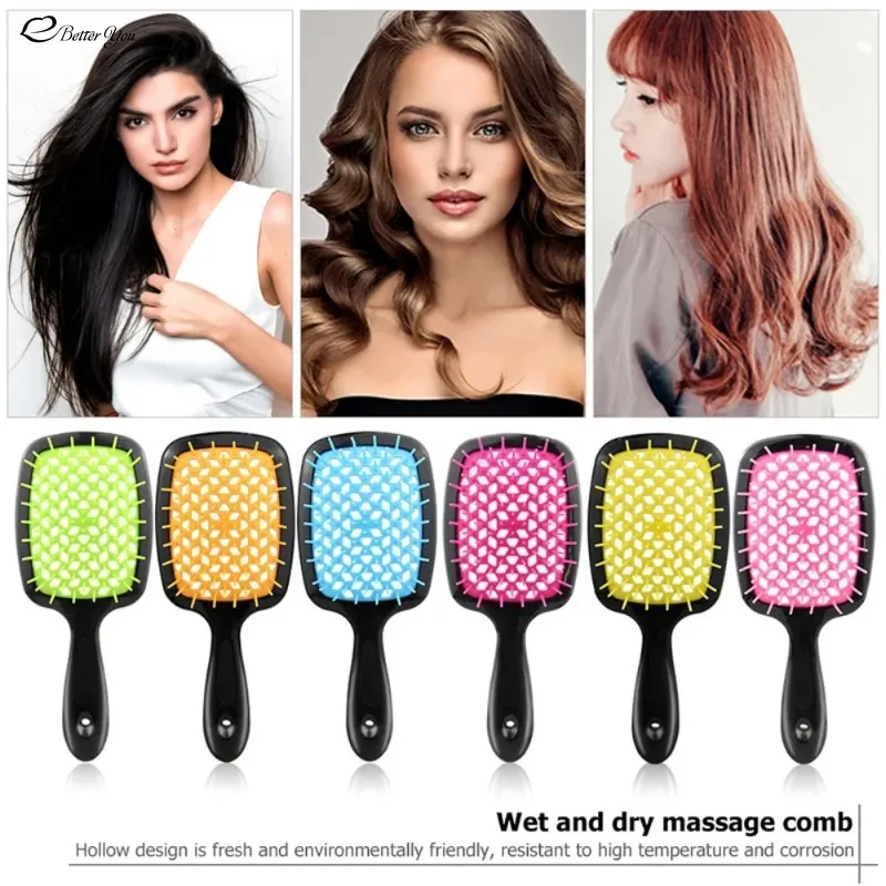 Tangled saç tarak Detangling saç fırçası masaj taraklar berber tarak islak kıvırcık saç fırçaları Salon saç şekillendirme araçları oymak