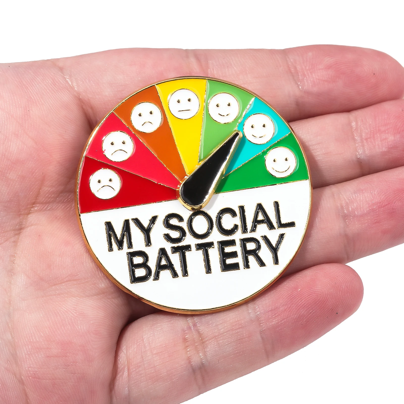 7 أيام في الأسبوع الدوار دبوس بطارية الاجتماعية قوة بروش المزاج التعبير شارة حفلة الرجال النساء على ظهره مجوهرات 2025 #4