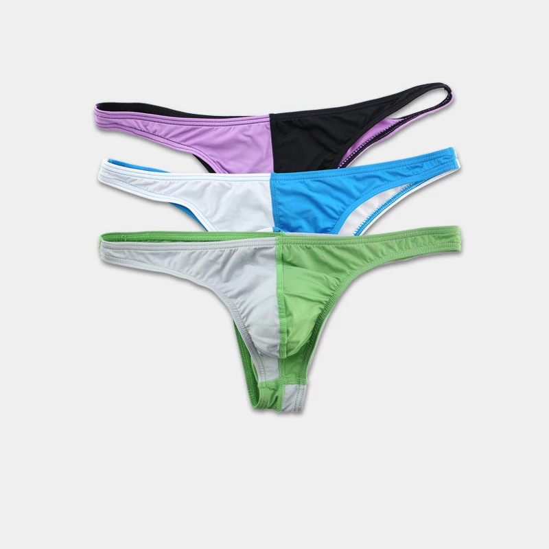 Men's Underwear Personalized Color Blocked Thong Two-Tone T-Back