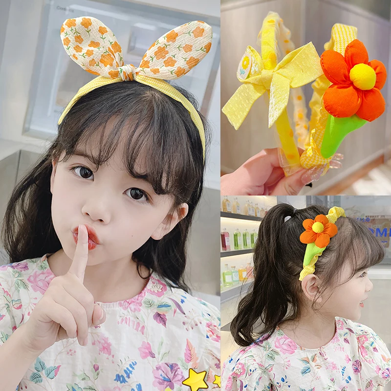 2022 New Children Cute Colors Cartoon Flower Hairbands Headwears Girls Lovely Sweet Hair Hoop Headbands Kids Hair Accessories