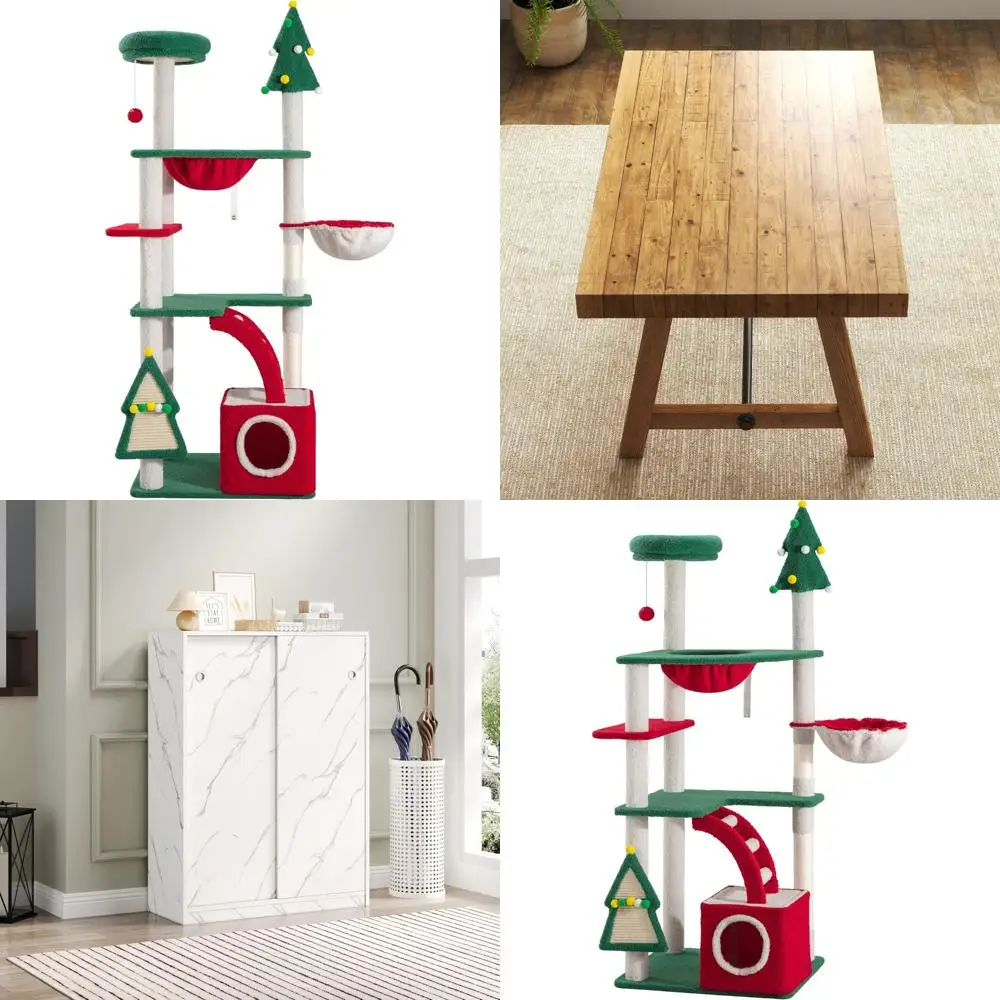 

Многоуровневый домашний кошачий деревянный башня, центр активности с плюшевыми жердонами, кондомини для отдыха, корзины для больших кошек