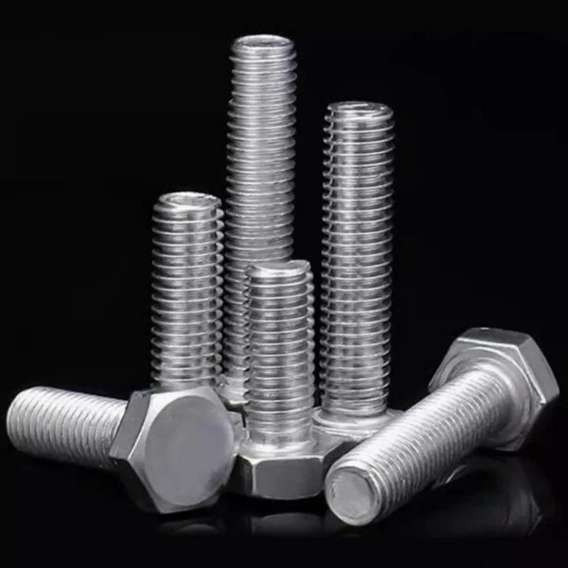 5-20pcs M6 M8 M10 M12 6063 Aluminum Alloy Hexagonal Screw Aluminum Bolt Extended Full Tooth Screw Thread Length 12mm-50mm