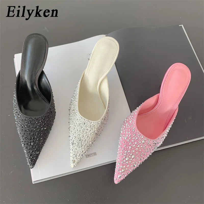 EILYKEN-Pantoufles de Soirée Sexy à Rivets pour Femme, Design Jolie tu, Talons Hauts Fins, Mules, Escarpins de Printemps, Nouvelle Collection