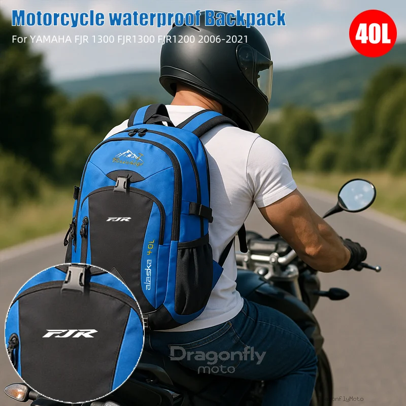 

FJR Logo Waterproof Motorcycle Backpack Hiking Lightweight Trekking Fishing Duffel Bag For YAMAHA FJR 1300 FJR1300 FJR1200 2006-