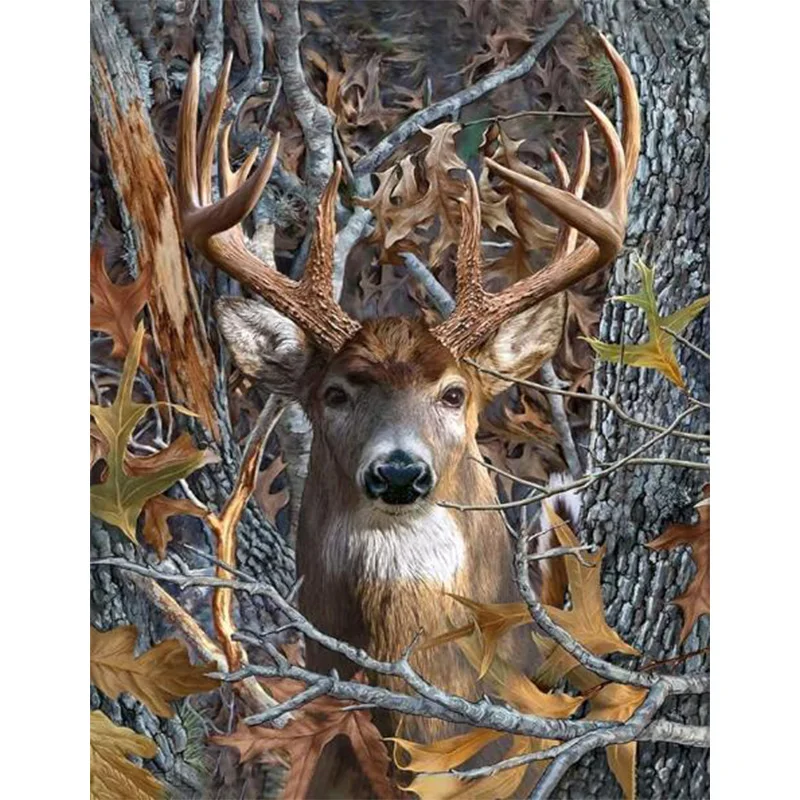 AB Diamond Cross Stitch Painted Deer in the forest 5D DIY Diamond Embroidery Rhinestone Painting Diamond Painting