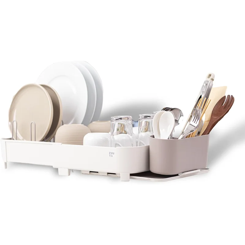 

Dish Drying Rack with Drainboard,Expandable(17.5-25.4") Large Dish Rack,Sink Dish Drainer with Utensil Holder,Dish Rack for Kitc