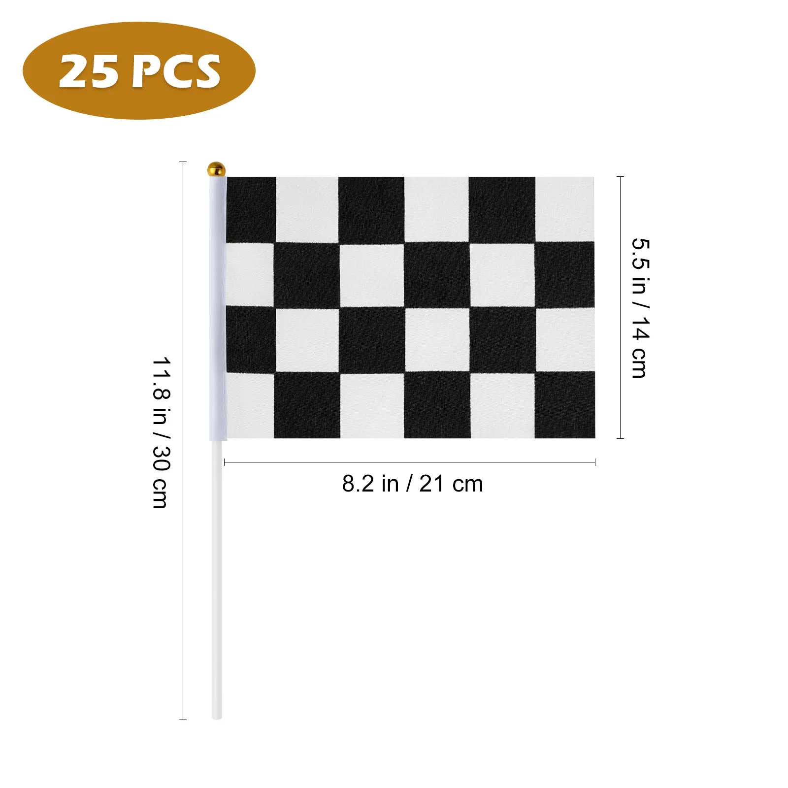 25pcs Racing Flags Black White Checkered Polyester Durable Lightweight for Car Parties Sports Events Supporters