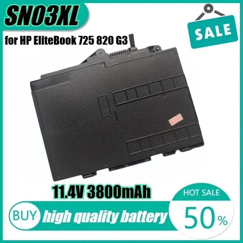 

New SN03XL 11.4V 44Wh 3800mAh High Quality Laptop Battery for HP EliteBook 725 820 828 G3 800514-001 HSTNN-DB6V