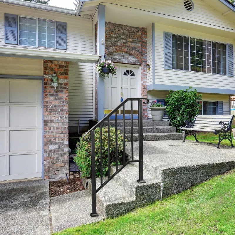 

Matte Black Outdoor 2-Step Iron Handrail （same as 82359152）