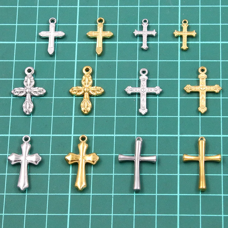 2 قطعة 2 اللون 304 الفولاذ المقاوم للصدأ الوجهين الصليب قلادة الشكل الهندسي سحر عقد دي اي واي لصنع المجوهرات