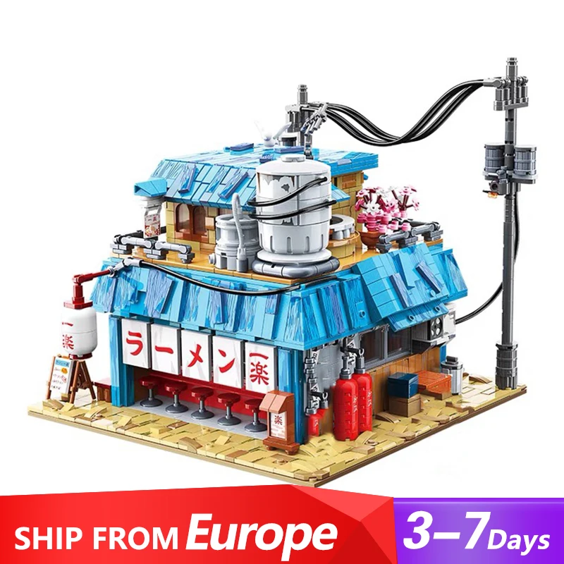 Ramen Noodles shop House Buildings Sets,City Store Naruto Hatake Kakashi Uzumaki Model Modular Buildings Blocks Gift  2240 PCS