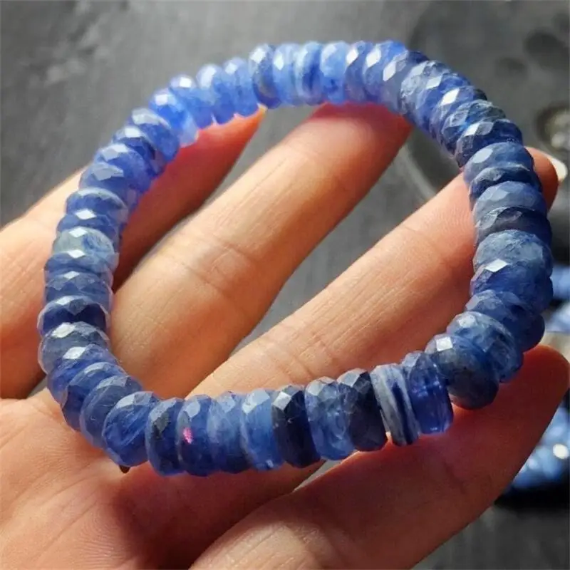 

Natural Faceted Kyanite Bracelet Crystal Bracelets Round Bead Stretch Healing Women Gemstone Jewelry Gift 1PCS 9.9mm