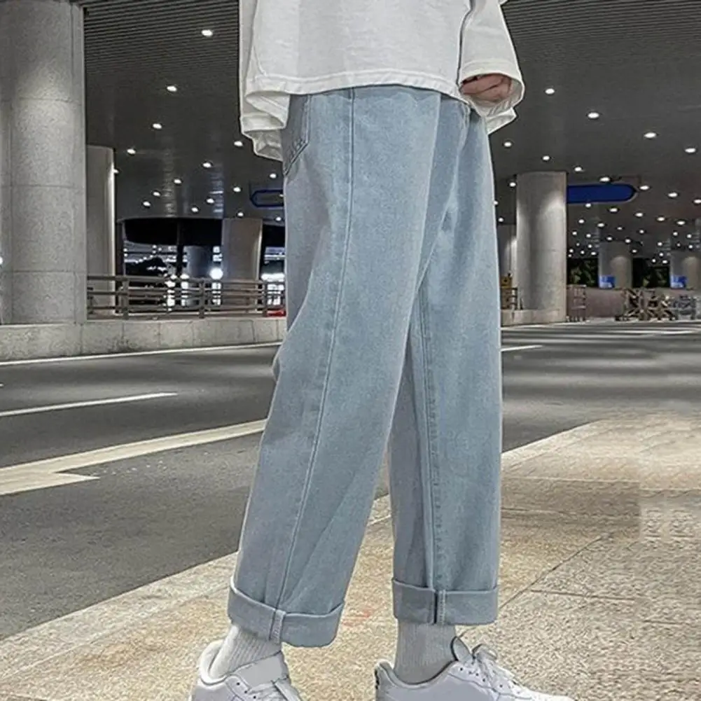 Autumn Korean Fashion Jeans Homme Classic Baggy Straight Wide Leg Pants 2023 Hip Hop Streetwear Button Zipper Closure jean