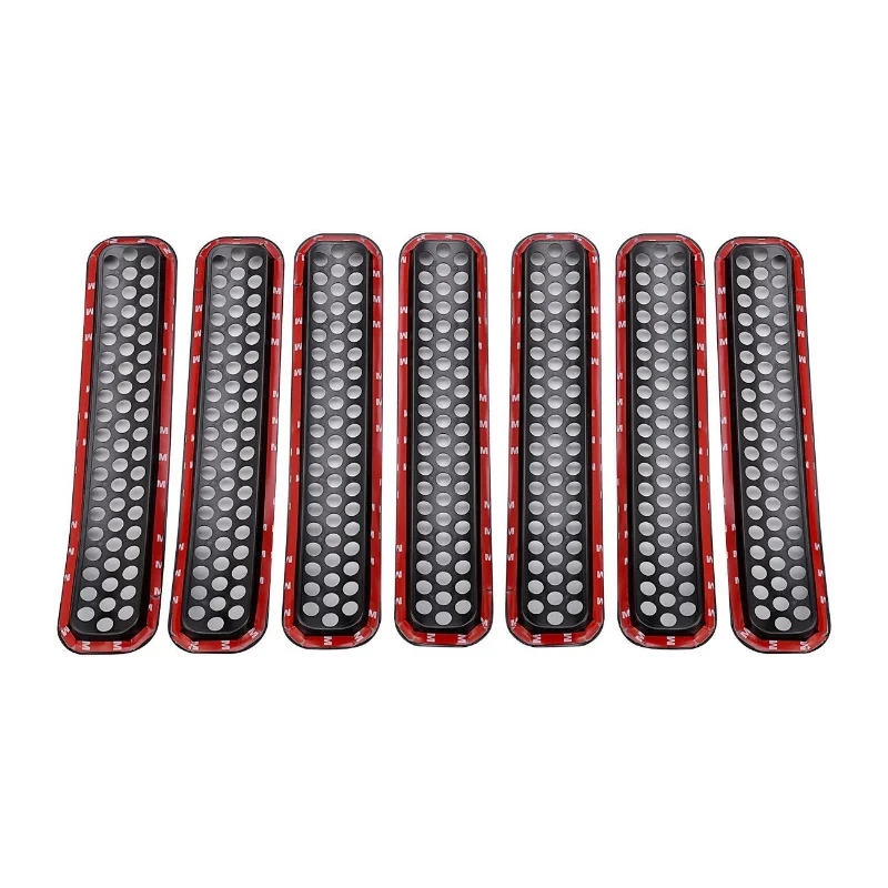 7PCS Front Grille Trims Front Grill Hollow Protective Cover Kits for 1997-2006 Jeep Wrangler TJ