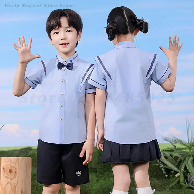 Uniforme escolar de verão, fantasia de jardim de infância infantil, meninos, estilo acadêmico, roupas esportivas, meninas, vintage, conjunto de duas peças