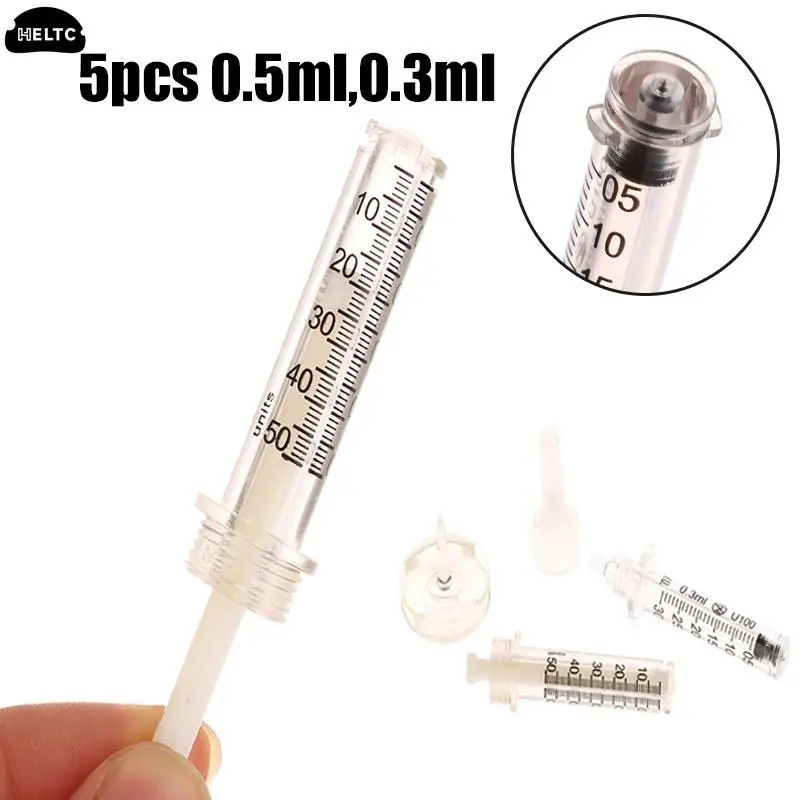 일회용 주사기 앰플 헤드 바늘 멸균 패키지, 히알루론산 펜용, 바늘 없는 립 필러 주사기, 5 개/로트, 0.5ml/0.3ml