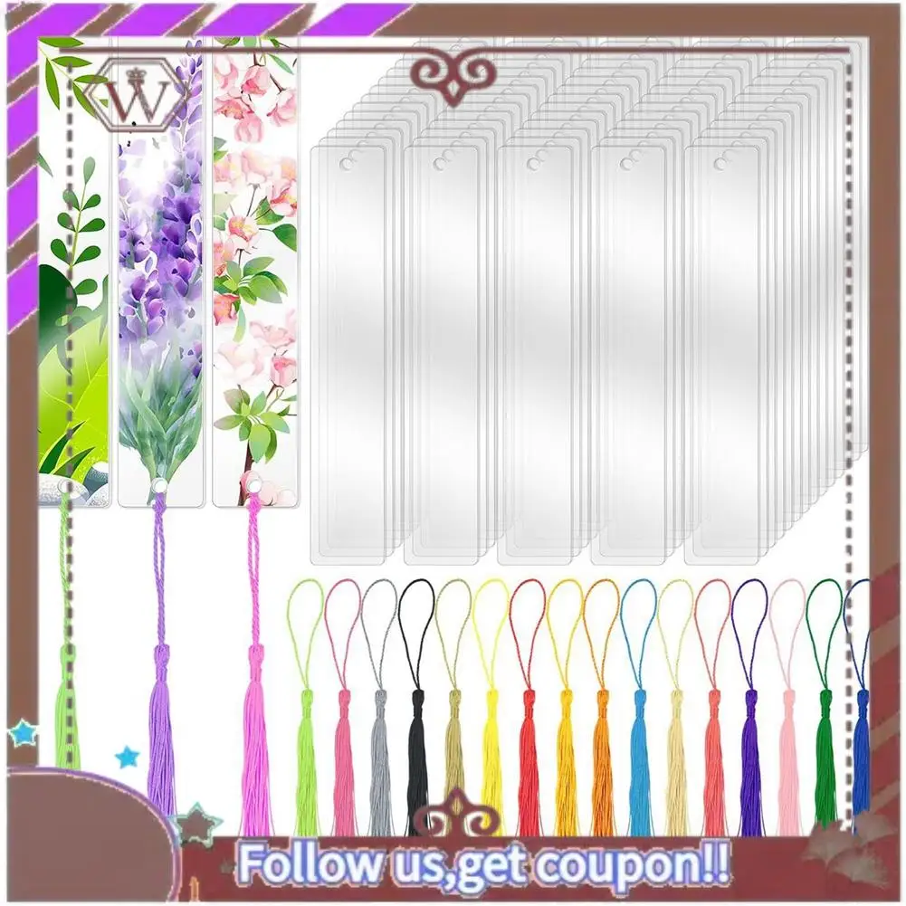 Latest 100 PCS Acrylic Blanks Bookmarks With 100 Pcs Colorful Bookmark Tassels, For DIY Craft Projects & Gift Tags