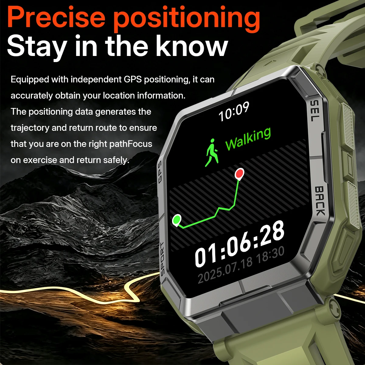 LIGE Military Grade GPS Smart Watch 1000mAh Battery 3ATM Waterproof Compass Altimeter Barometric Men BT Call Watches 170+ Sports