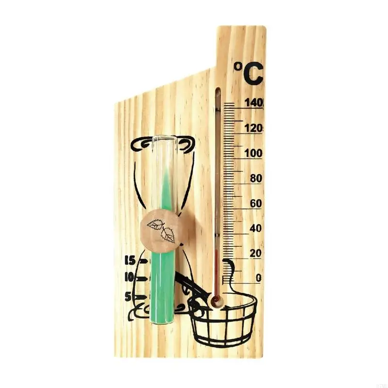 37ME 2 in 1 Sauna Thermometer Sand Timer Hourglass Wooden Thermometer Temp Gauge