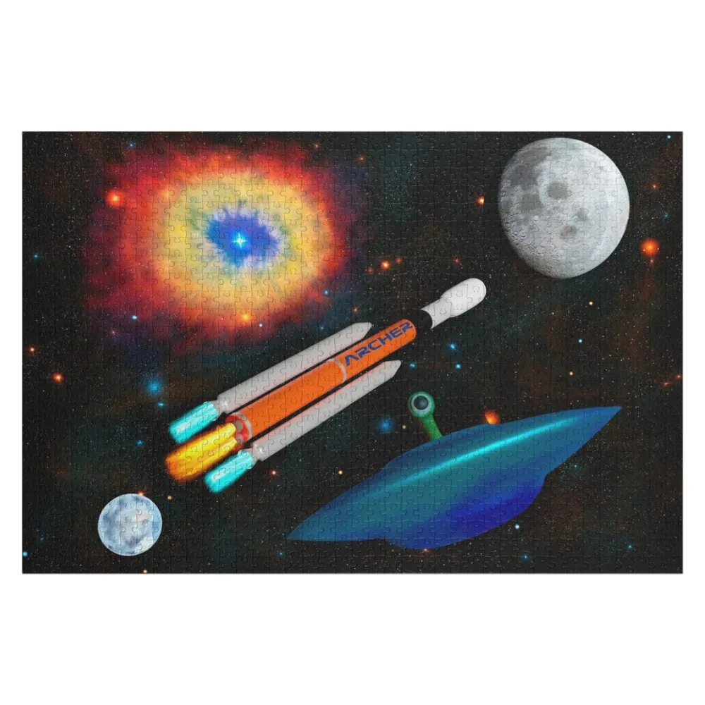 

Race for the Moon - Archer Jigsaw Puzzle For Children Custom Wooden Gift Personalized Name Custom Puzzle