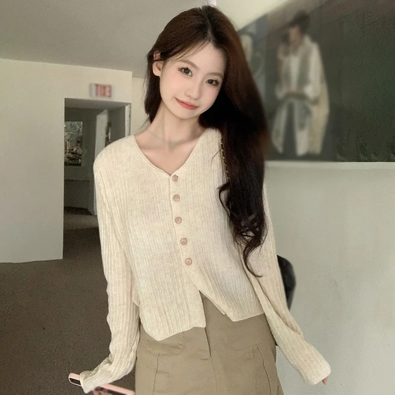 Women's  Cardigan Sweater Solid Colour Loose Casual Autumn Winter Gentle Lazy Style Knitted Long Sleeves