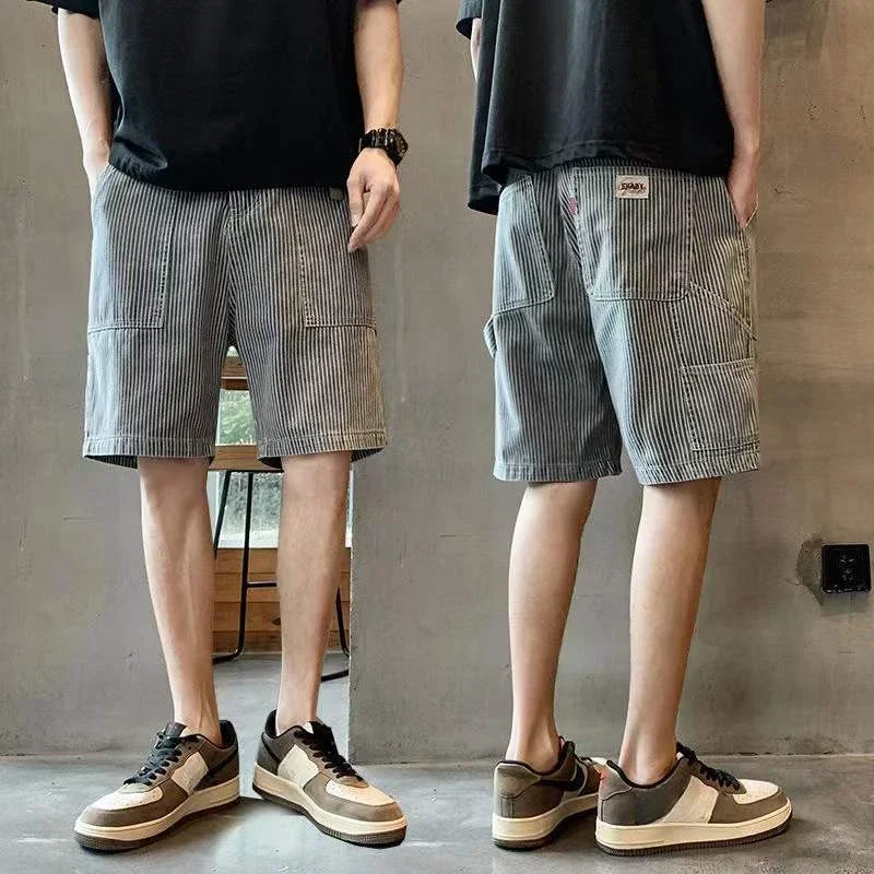 Long Male Denim Shorts Loose Half Bermuda Wide Baggy Men's Short Jeans Pants Emo Popular Trend 2024 Summer Y2k Fashion Korean Xl